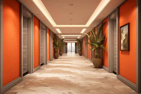 View luxurious hotel hallway